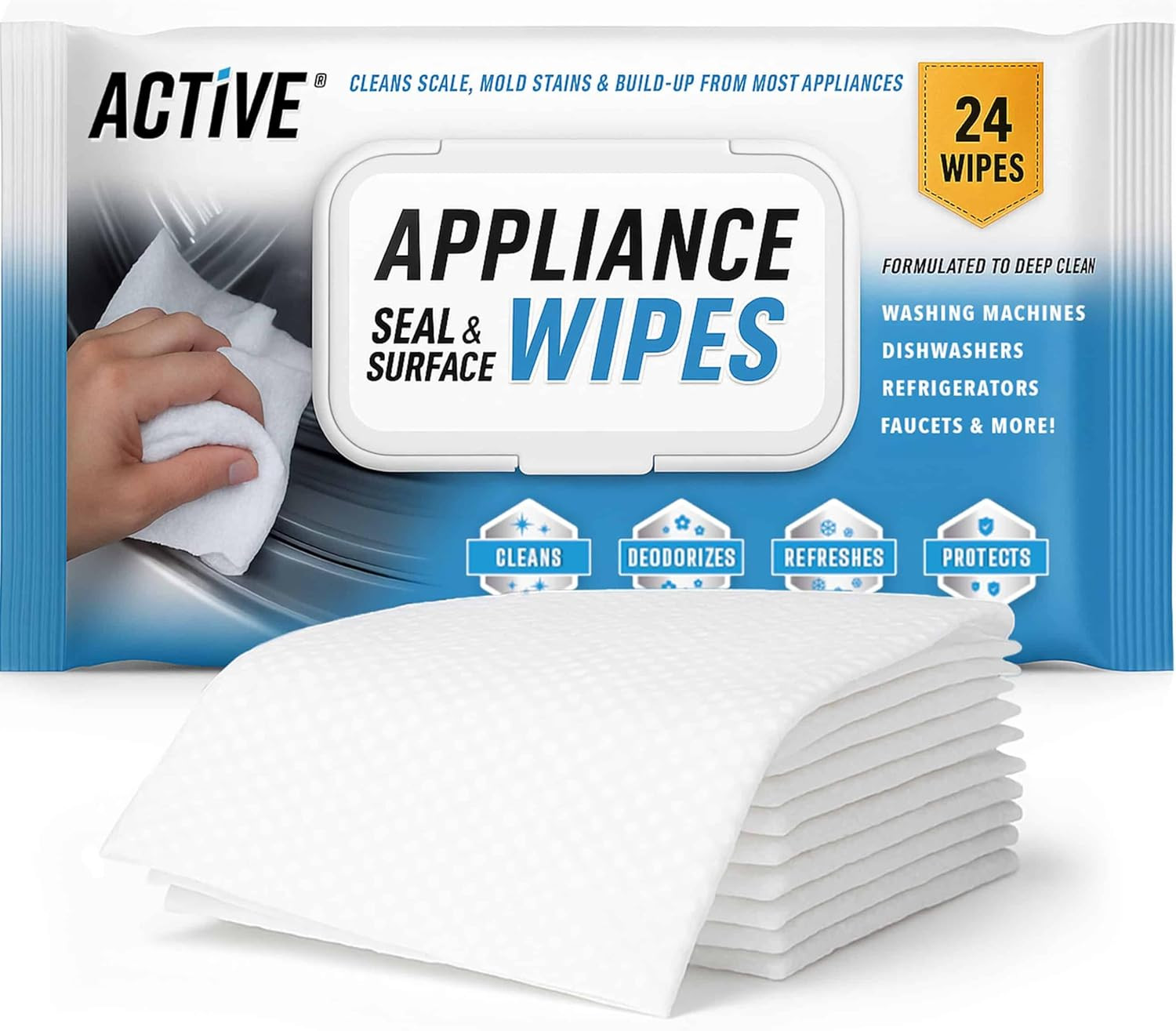 ACTIVE Home Appliance Surface Cleaner Wipes Heavy Duty Wipe for Cleaning Washing Machine, Dryer S... | Amazon (US)
