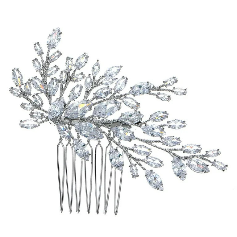 Believe by Brilliance Fine Silver Plated Hair Comb with Genuine Cubic Zirconia | Walmart (US)