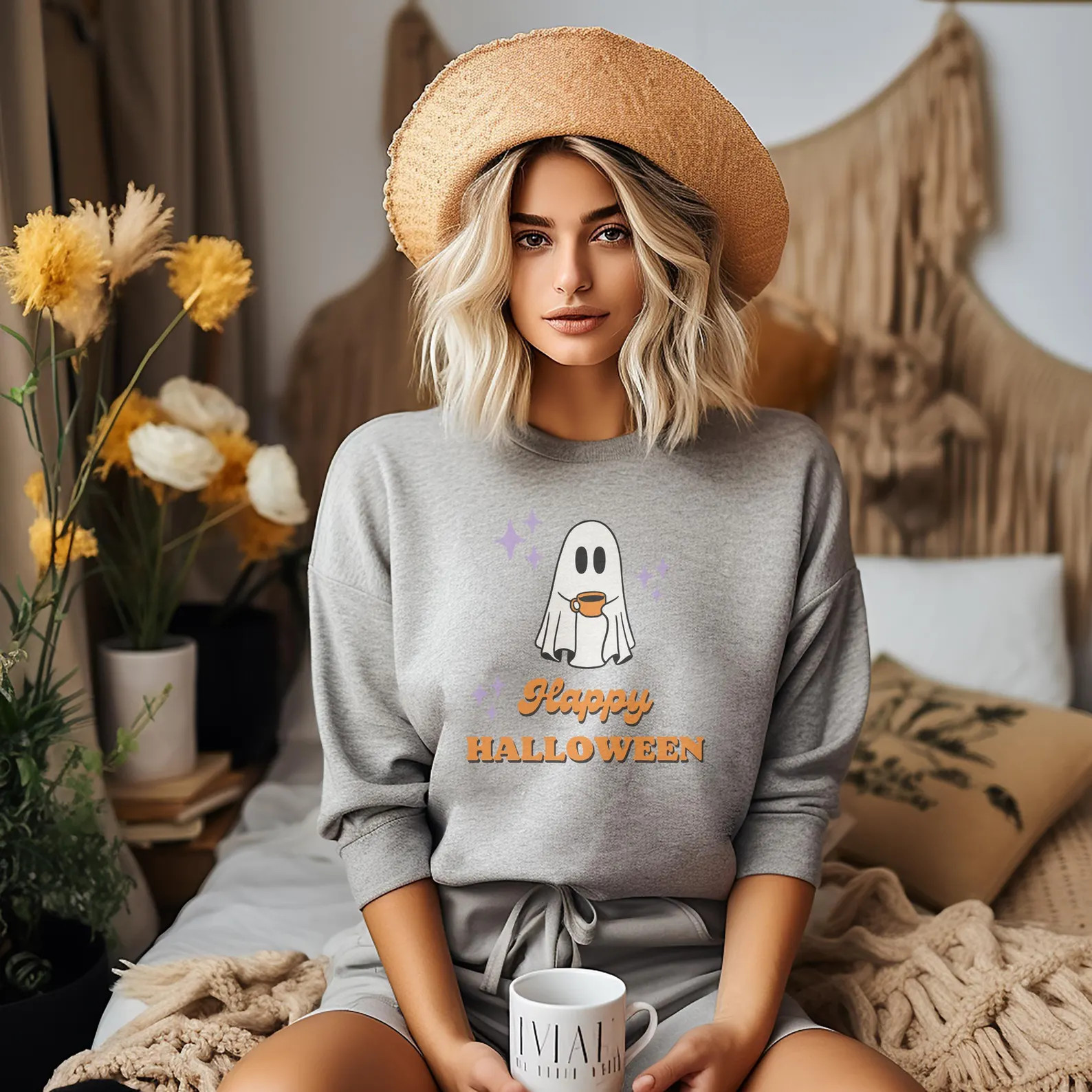 Cute Coffee Ghost Unisex Heavy Blend™ Halloween Crewneck Sweatshirt - Etsy | Etsy (US)