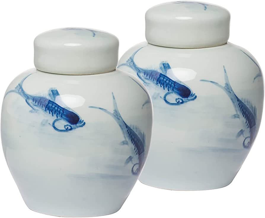 A&B Home Koi Lids, Small, Set of Two Jar, Set of 2, Blue | Amazon (US)