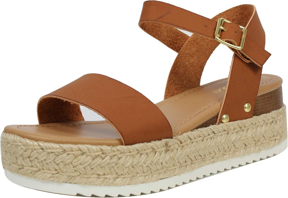 JDTopic Women's Open Toe Ankle Strap Espadrille Sandal | Amazon (US)