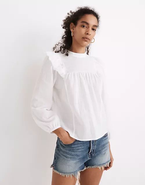 Ruffle-Yoke Puff-Sleeve Top | Madewell