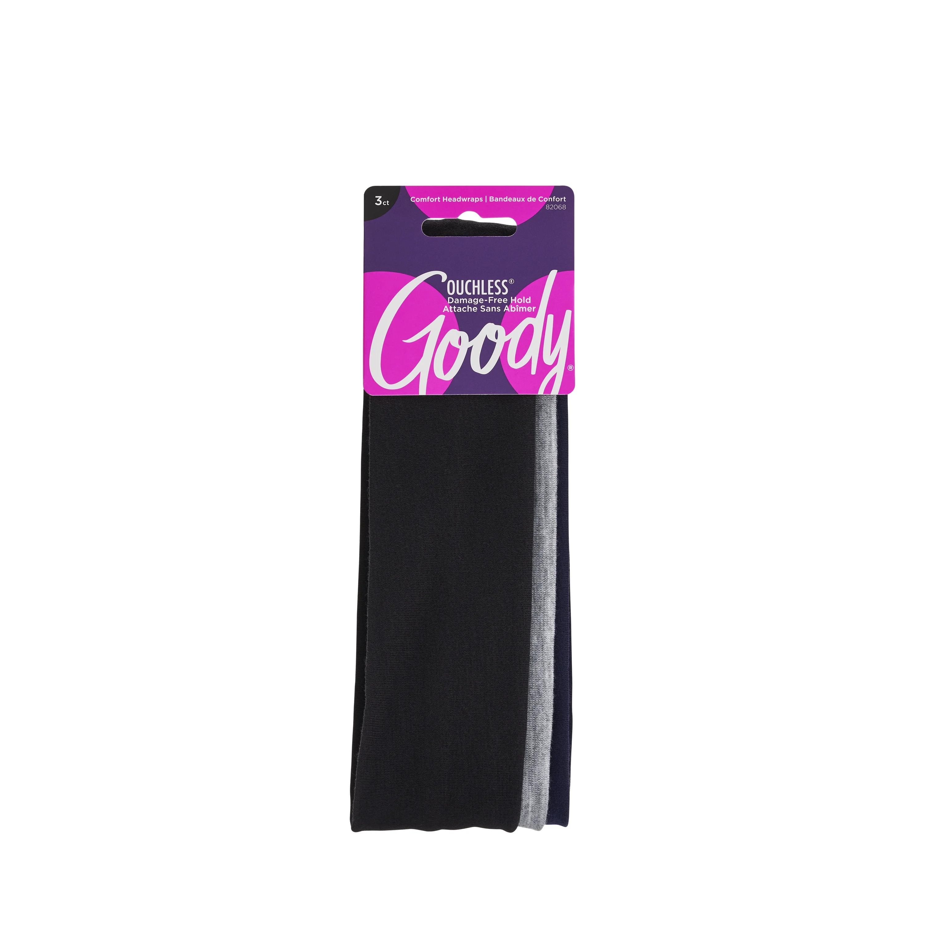 Goody Neutral Fabric Headbands, Soft, All-Day Comfort and Style, Navy, Grey, Black, 3 Ct | Walmart (US)