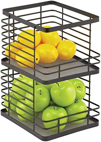 mDesign Stacking Wire Baskets Food Organizer Storage Metal Basket with Open Front for Kitchen Cab... | Amazon (US)