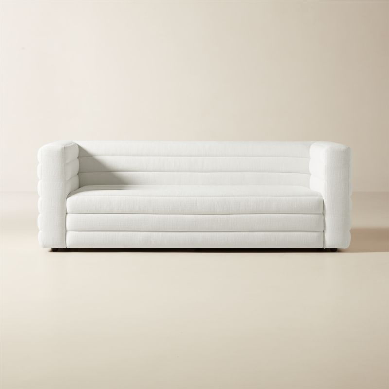Strato 80" Channeled Ivory Performance Fabric Sofa | CB2 | CB2