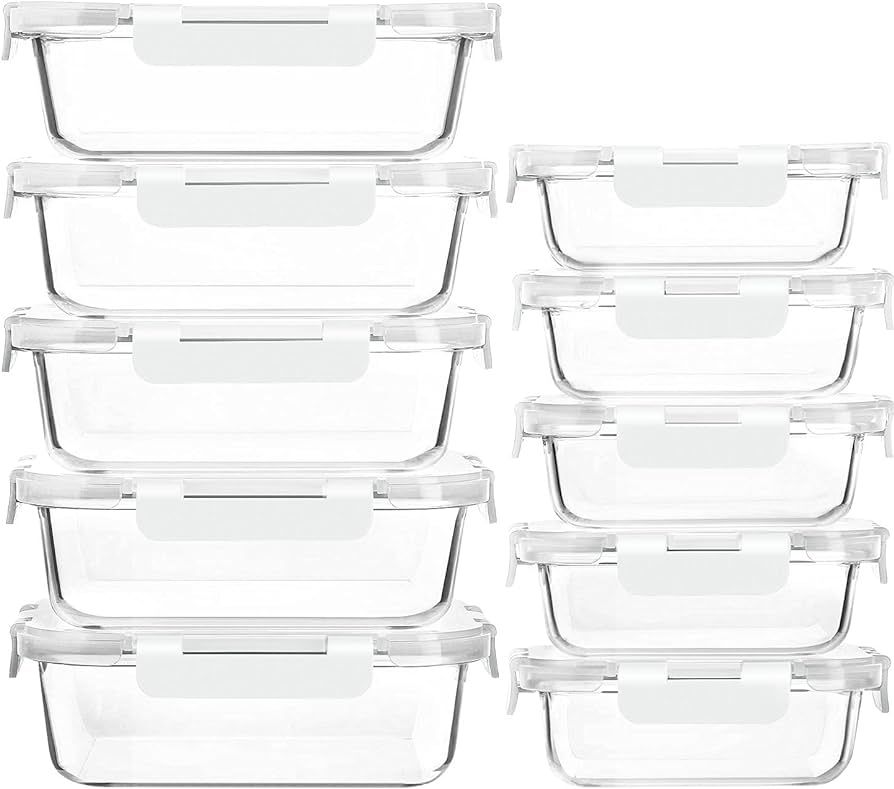 [10-Pack]Glass Meal Prep Containers with Lids-MCIRCO Glass Food Storage Containers with Snap Lock... | Amazon (US)