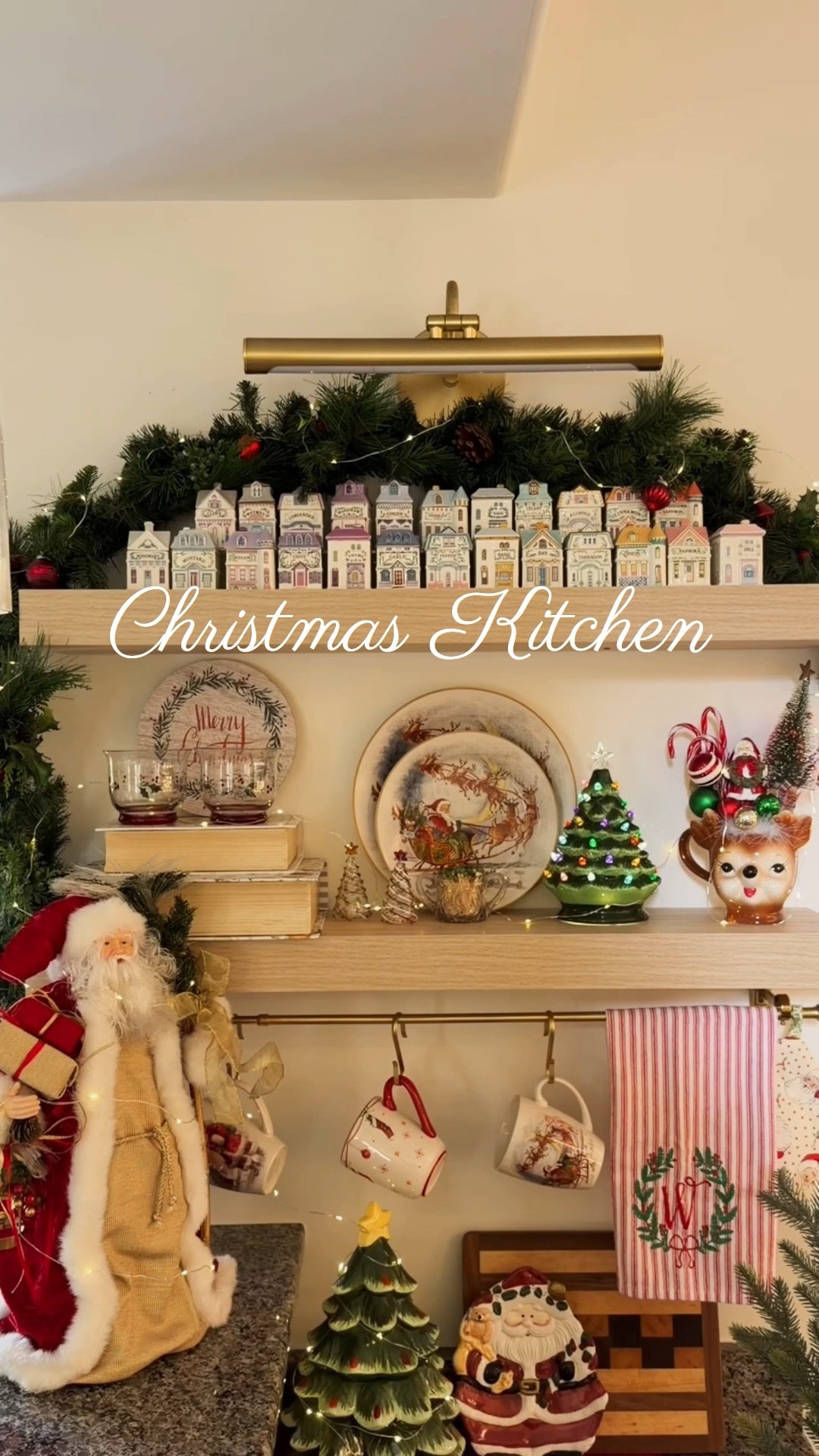 Christmas kitchen decor | spice village | Lenox spice village | floating shelf Christmas decor | holiday kitchen 

#LTKSeasonal #LTKHoliday #LTKHome