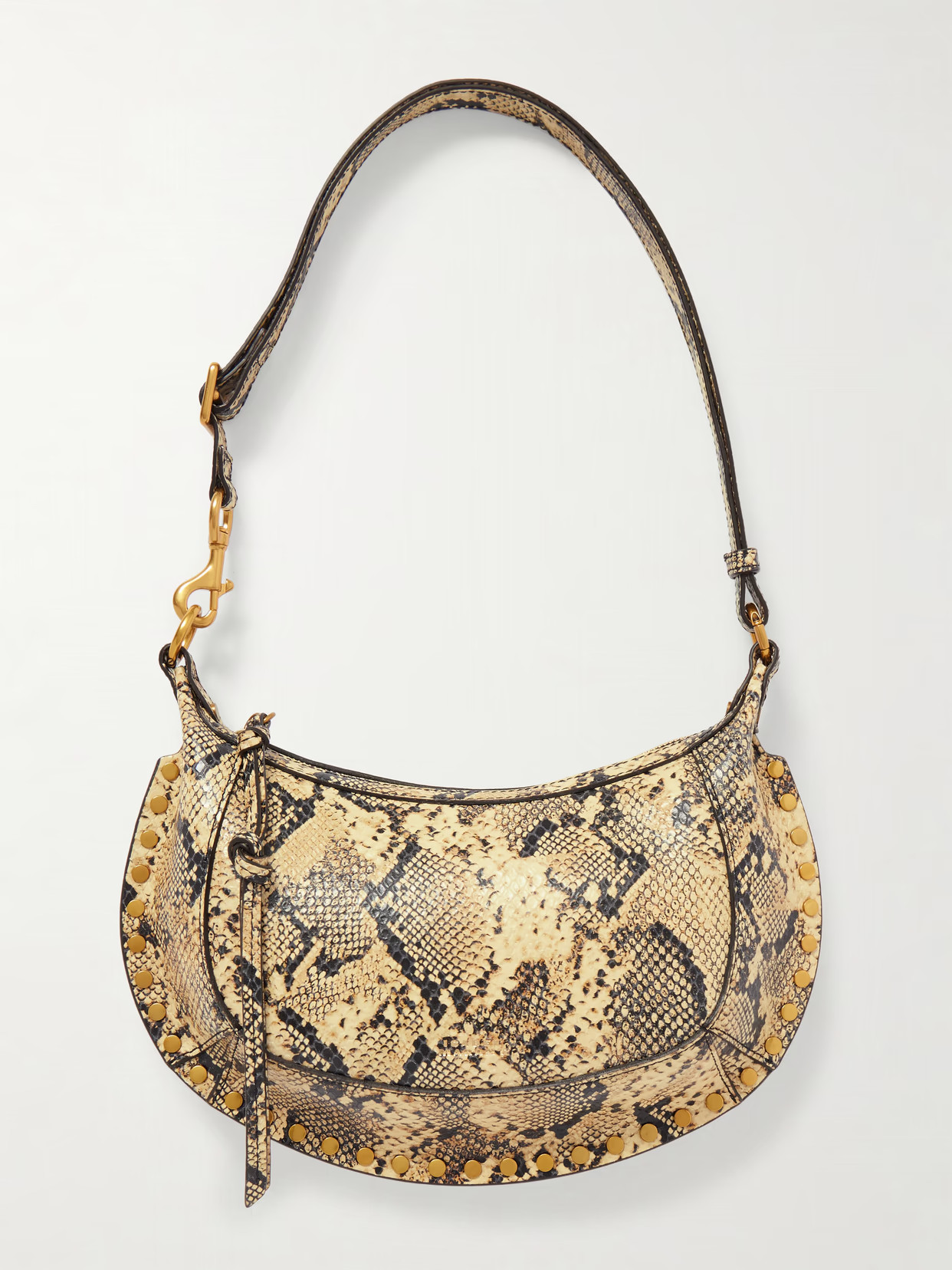Isabel Marant - Oskan Moon Studded Snake-effect Leather Shoulder Bag - Animal Print | NET-A-PORTER (US)