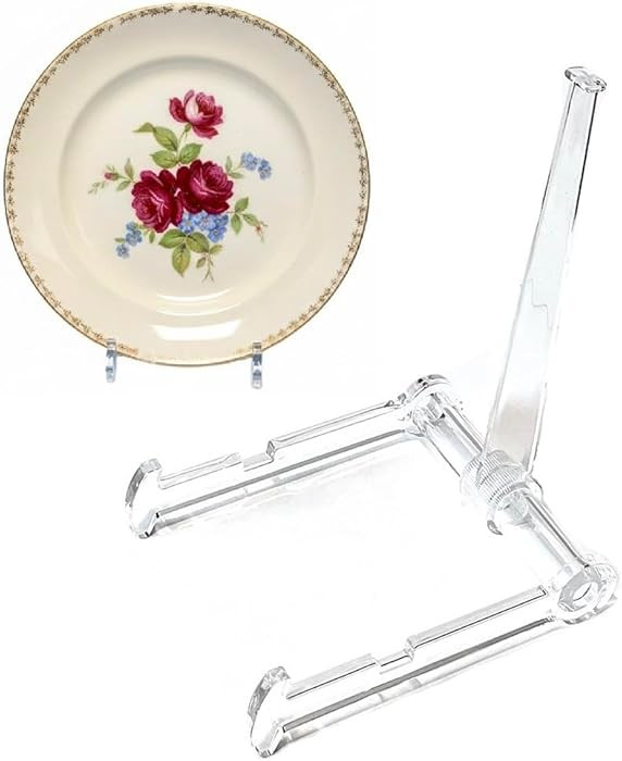 Plate, Picture Display Stand Adjustable Easel, Clear with 6 inch Post, easel for displays, shows,... | Amazon (US)