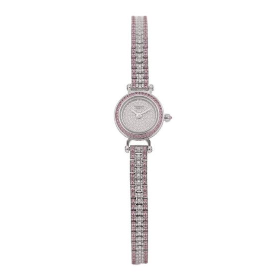 18K White Gold Diamond Pink Sapphire 16mm Faubourg Joaillerie Quartz Watch | FASHIONPHILE (US)