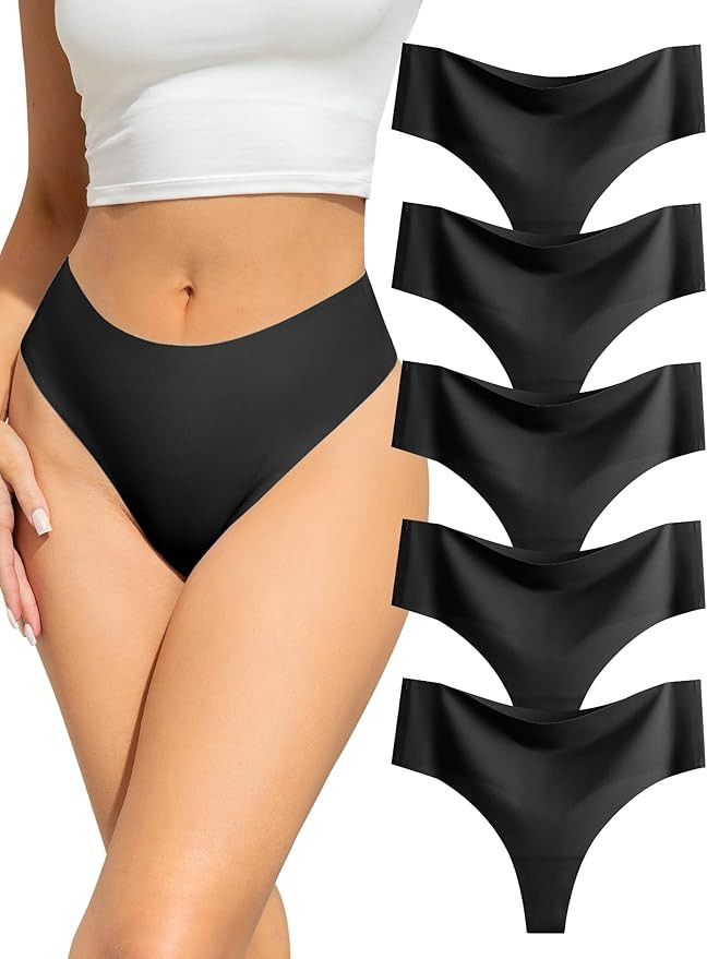 VOENXE Seamless Thong Underwear for Women,No Vpl Knickers,Invisible Ladies Panties Multipack,No S... | Amazon (UK)