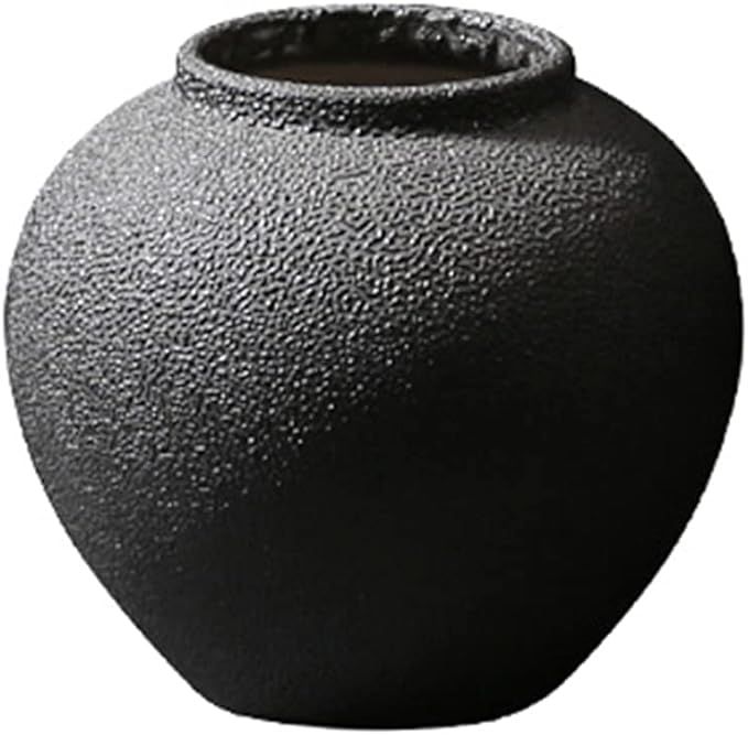 Black Ceramic Vase, Indoor Fresh Flowers Dried Flowers Decorative Vase Multiple Home Decoration L... | Amazon (US)