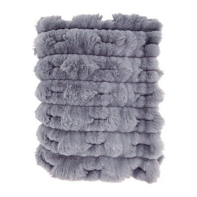 Saro Lifestyle Furry Haven Faux Rabbit Fur Throw, 50"x60", Gray | Target