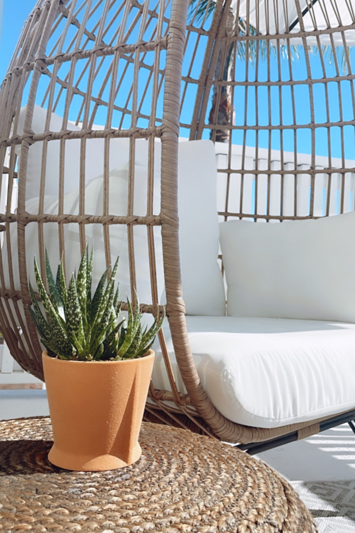 This outdoor egg chair comes in many more color options! 

Love that we can use our outdoor spaces all year round here in Southern California! 

#ltkhome #outdoor #balcony #patio #furniture