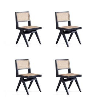 Manhattan Comfort Hamlet Black and Natural Cane Dining Side Chair (Set of 4) 2-DCCA03-BK - The Ho... | The Home Depot