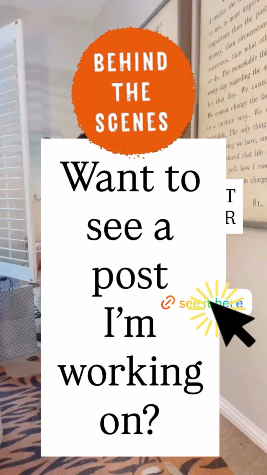 Want to 
see a
post
I’m
working
on?