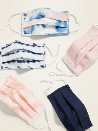 Variety 5-Pack of Triple-Layer Cloth Pleated Face Masks for Adults (with Ear Adjusters) | Old Navy (US)