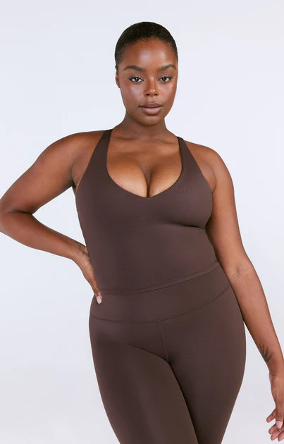 SKINLUXE BUILT-IN SUPPORT STRAPPY BACK CAMI TOP - ESPRESSO | TALA (UK)