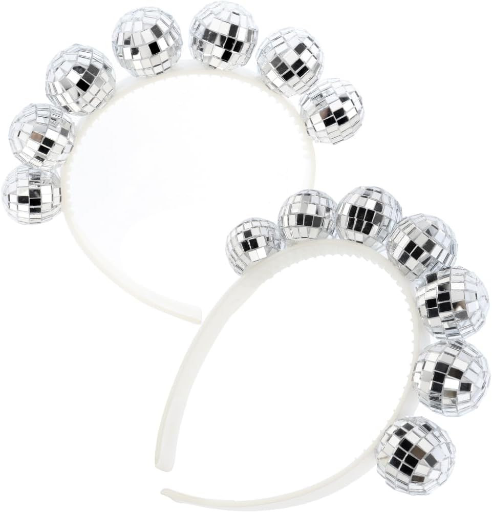 NODG 1970s Disco Ball Headband - Vintage Mirror Ball Silver Head Boppers for New Year's Eve Costu... | Amazon (US)
