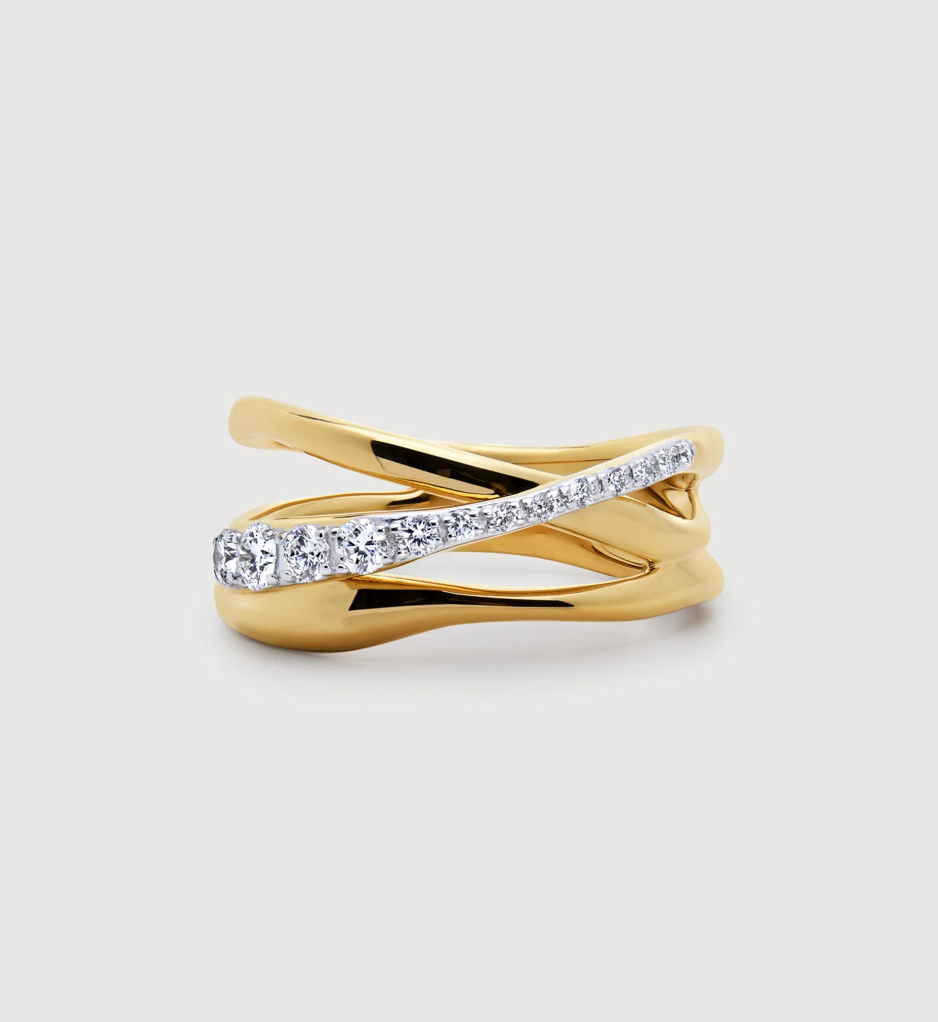 Nura Pavé Diamond Crossover Ring | Monica Vinader (US)