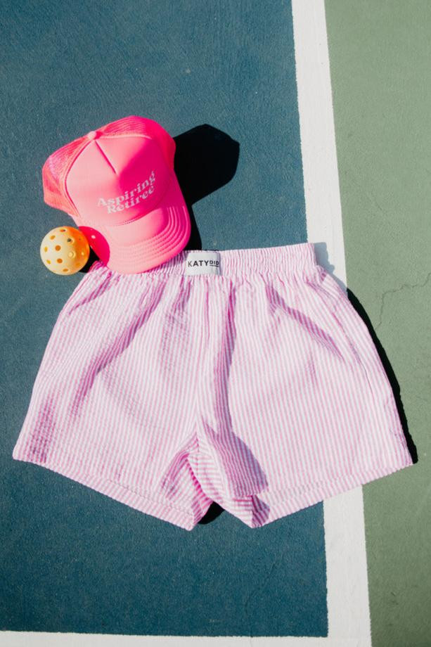 Pink Striped Ladies Boxer Shorts | Katydid.com