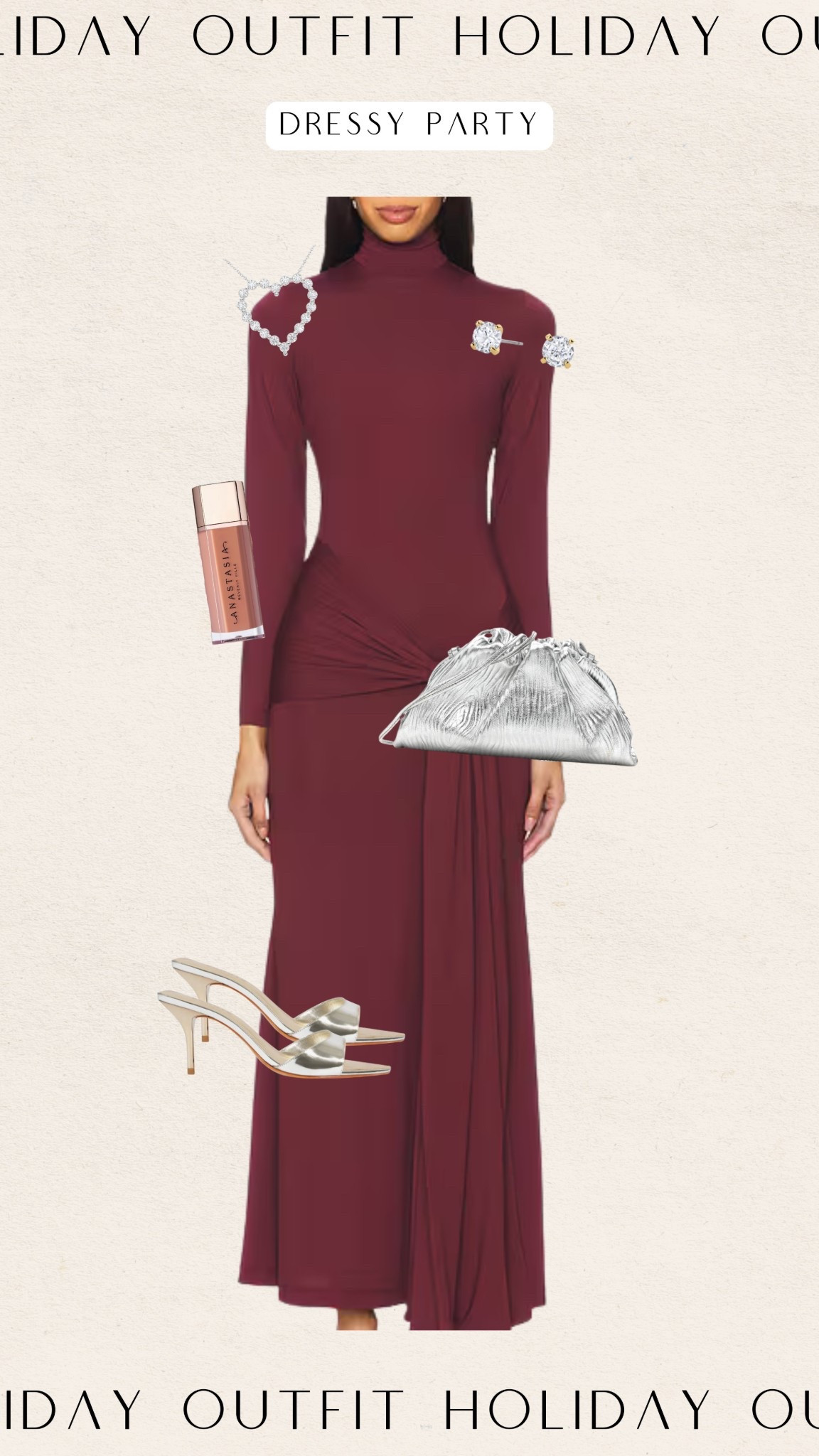 What I’d wear to a dressier holiday party! 

holiday party, maxi dress, silver clutch bag, anastasia beverly hills, holiday fashion 

#LTKgrwm #LTKHoliday