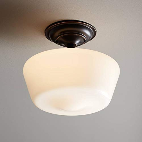 Schoolhouse Modern Farmhouse Floating Ceiling Lighting Semi-Flush Mount Fixture Bronze 12" Wide Opal | Amazon (US)