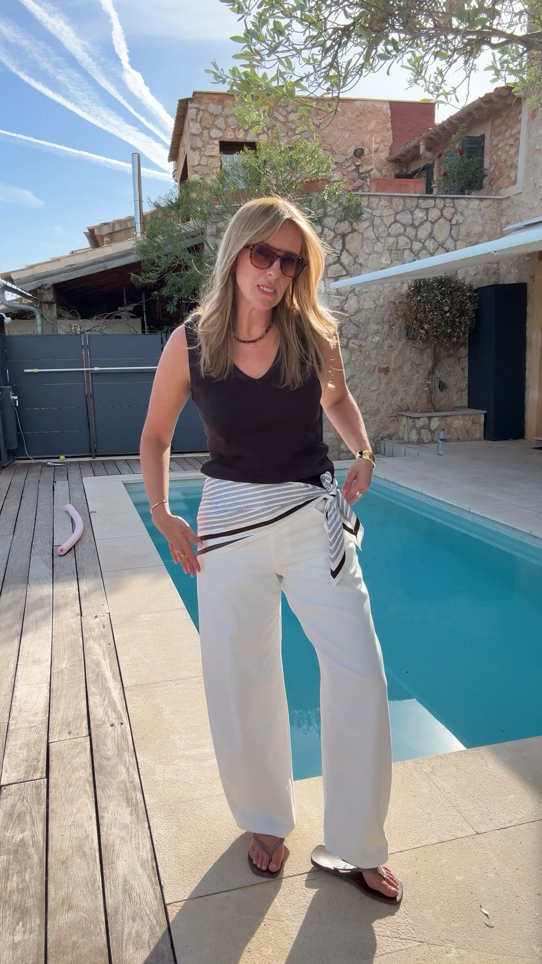 Holiday outfit 
Capsule wardrobe 
Summer style 
White jeans size 30 waist 31 leg 
Vest top size U.K. 14 

#LTKtravel #LTKjeans #LTKsummer