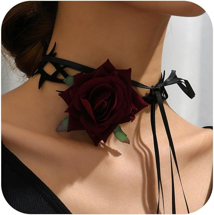 Fesciory Black Necklaces for Women, Adjustable Layered Velvet Leather Lace Collar Necklace, Goth ... | Amazon (US)