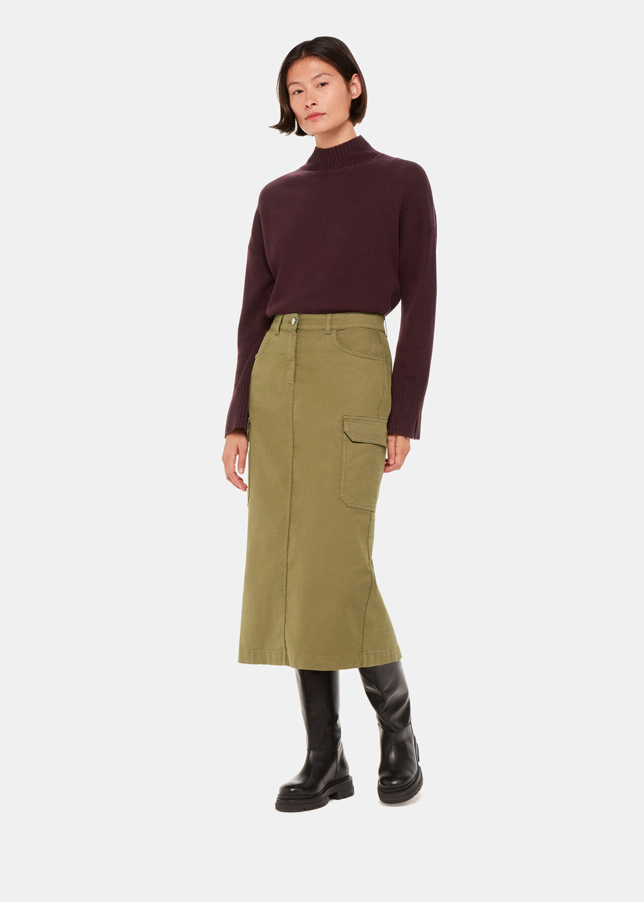 Wool Double Trim Funnel Neck | Whistles