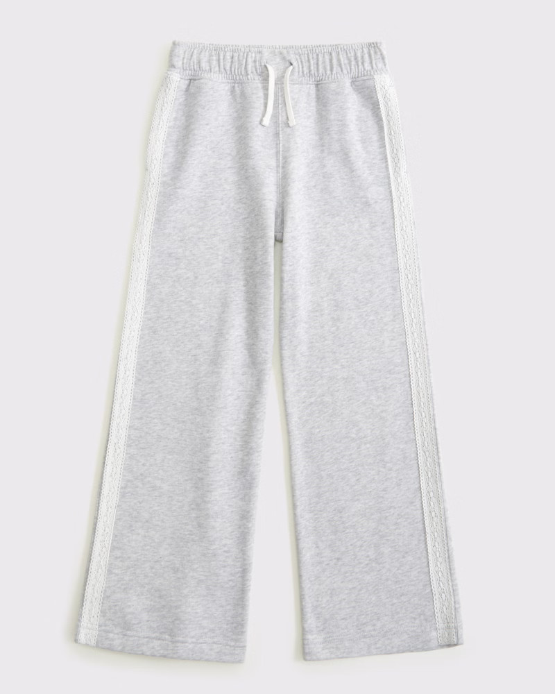 lace-trim wide leg sweatpants | Abercrombie & Fitch (US)