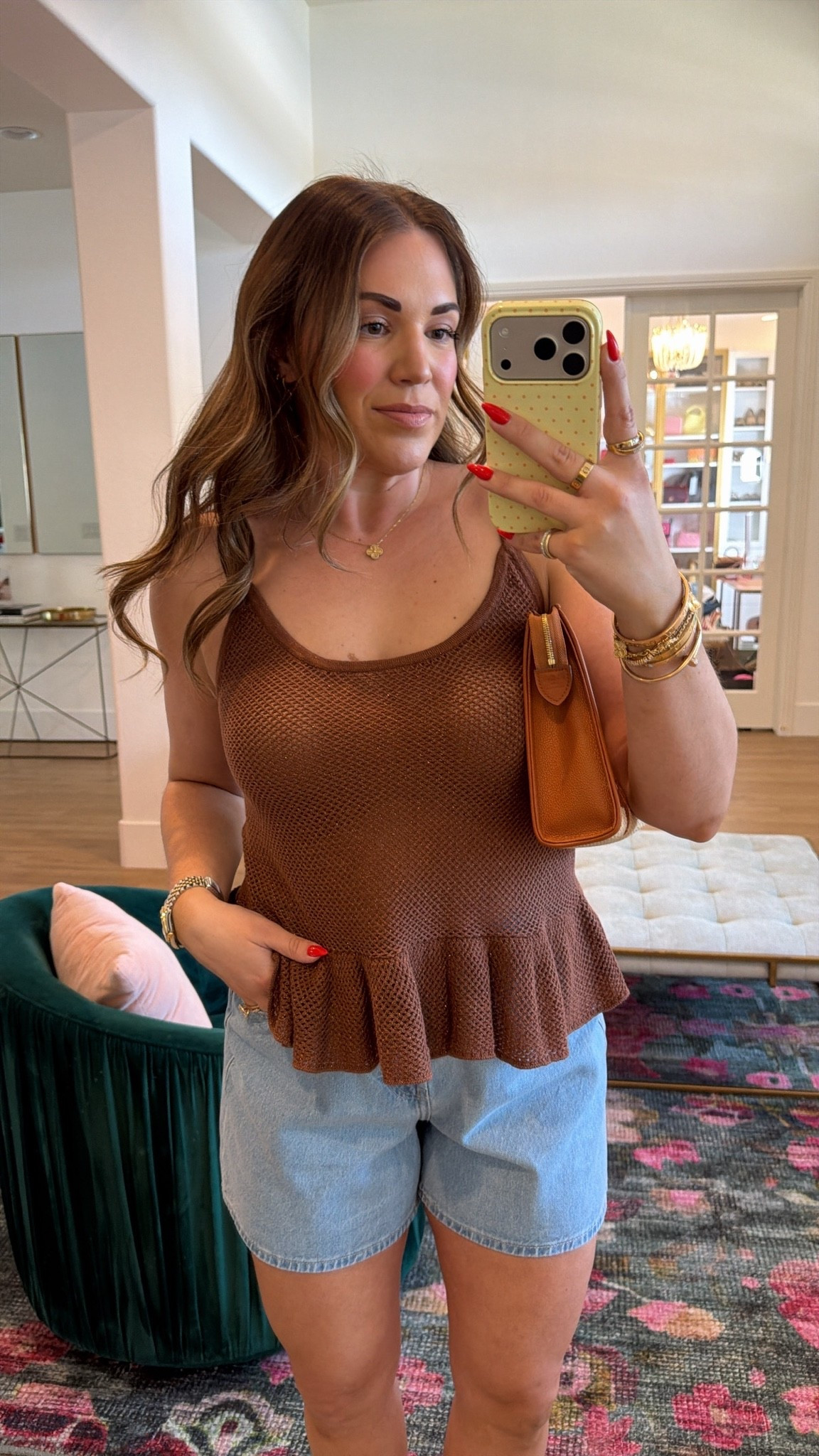 curvy midsize summer look! wearing size medium in crochet metallic brown cami peplum top and size 10 in light wash denim. outfit is 50% off this weekend!!

#LTKSeasonal #LTKMidsize #LTKSaleAlert