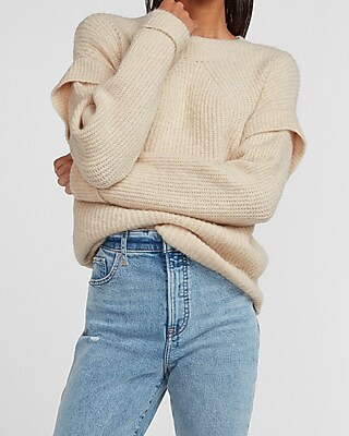 Cozy Capped Sleeve Crew Neck Sweater | Express