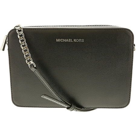 Michael Kors Jet Set Saffiano Leather Crossbody Bag - Black | Walmart (US)