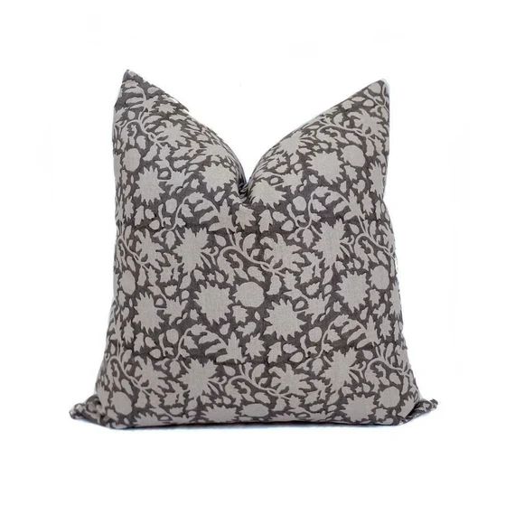 Savannah Designer Pillow Cover Grey Floral Pillow Gray - Etsy | Etsy (US)