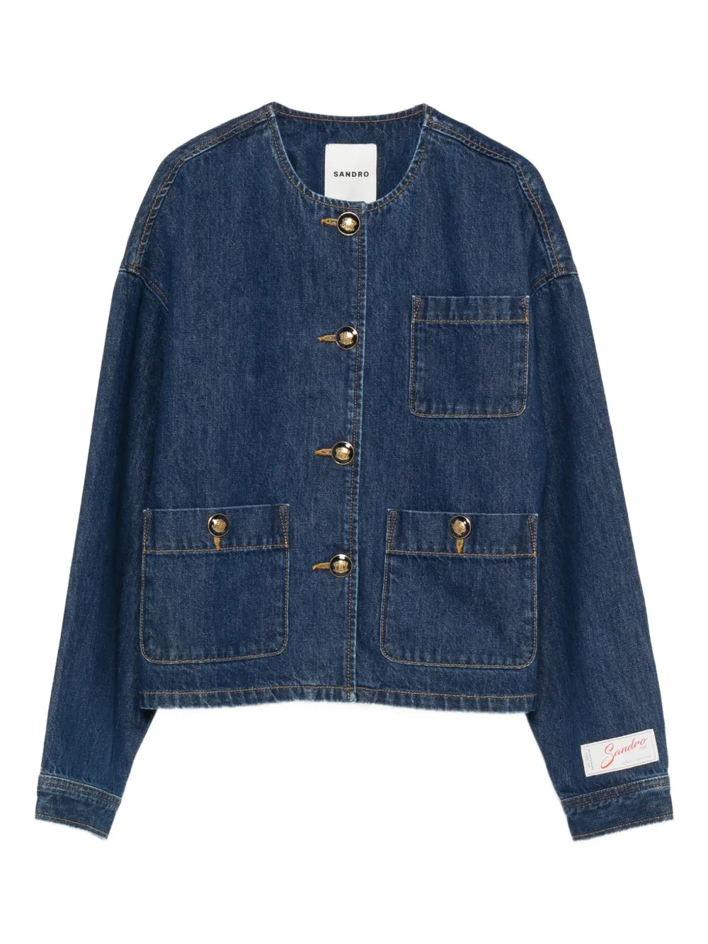 SANDRO button-up Pocket Denim Jacket | Blue | FARFETCH | Farfetch Global