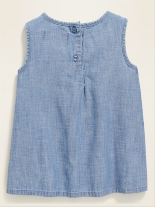 Smocked A-Line Chambray Top for Toddler Girls