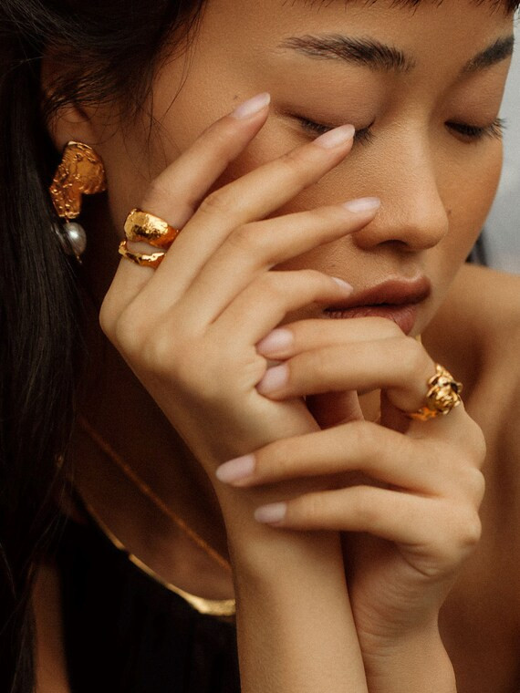 The Hidden Grotto Ring 24K Gold Plated Ring Gold Signet | Etsy | Etsy (US)