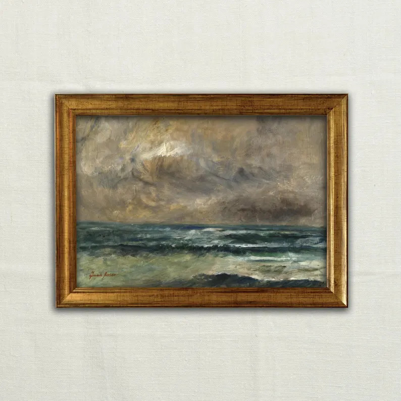 Real Oil Painting, NOT A PRINT - Seascape Art, Ocean Horizon Painting, Sealine Oil Painting, Dark... | Etsy (Global)
