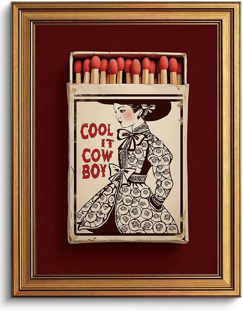 XJYISUO Vintage Gold Framed Wall Art Western Cowboy Wall Decor Southwestern Cowgirl Canvas Art Re... | Amazon (US)