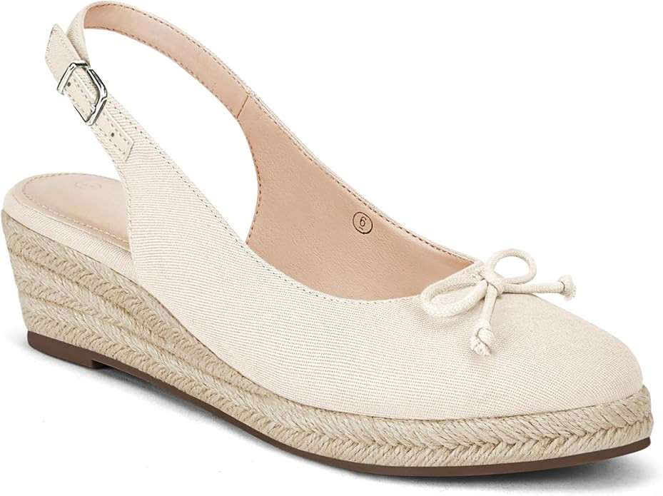 Womens Closed Toe Espadrilles Wedges Shoes Platform Slingback Mid Low Heel Canvas Bow Dress Sanda... | Amazon (US)