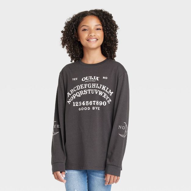 Girls' Ouija Oversized Long Sleeve Graphic T-Shirt - art class™ Black | Target