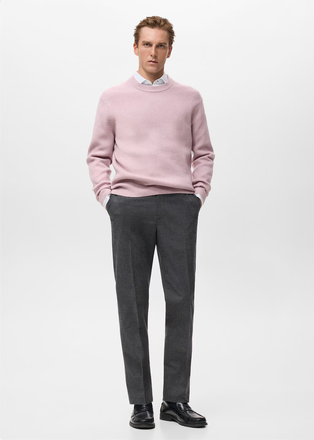 Knitted ribbed sweater pink - Man - M - MANGO MAN | Mango (US/MX/AU)