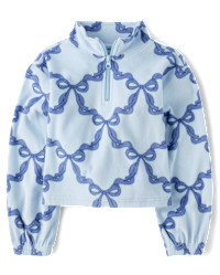 Girls Print Microfleece Half Zip Pullover - blue | The Children's Place