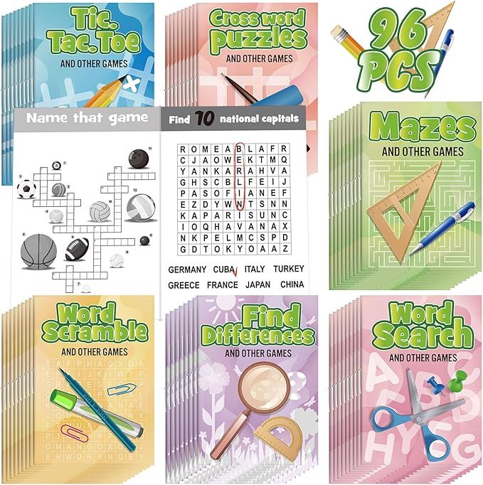 Mini Activity Books for Kids, Mini Fun and Games, Challenging Activities Include Mazes, Word Sear... | Amazon (US)