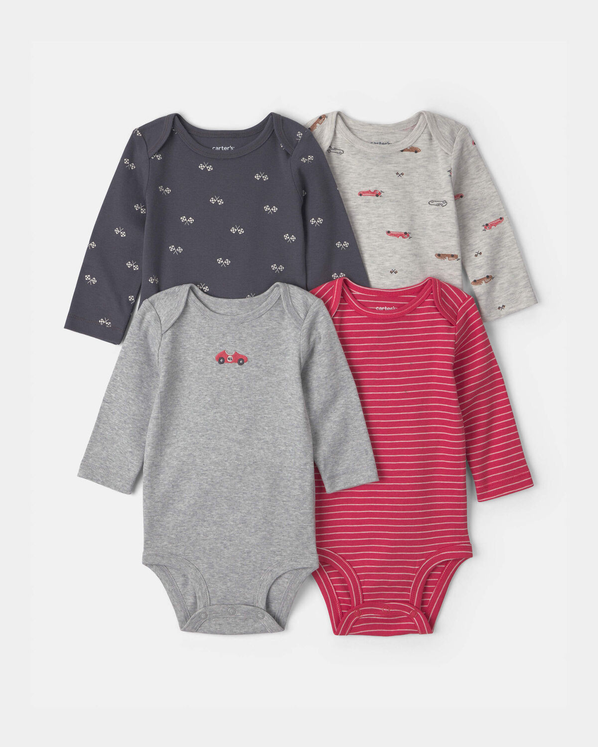 Baby Boy 4-Pack Race Car Long-Sleeve Bodysuits | Carter's Inc