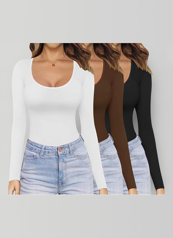 Ekouaer Langarmshirt Damen 1er/3er Pack D\u00fcnn Unterhemd Layer Tee Sexy Thermo Shirt Slim Fit ... | Amazon (DE)
