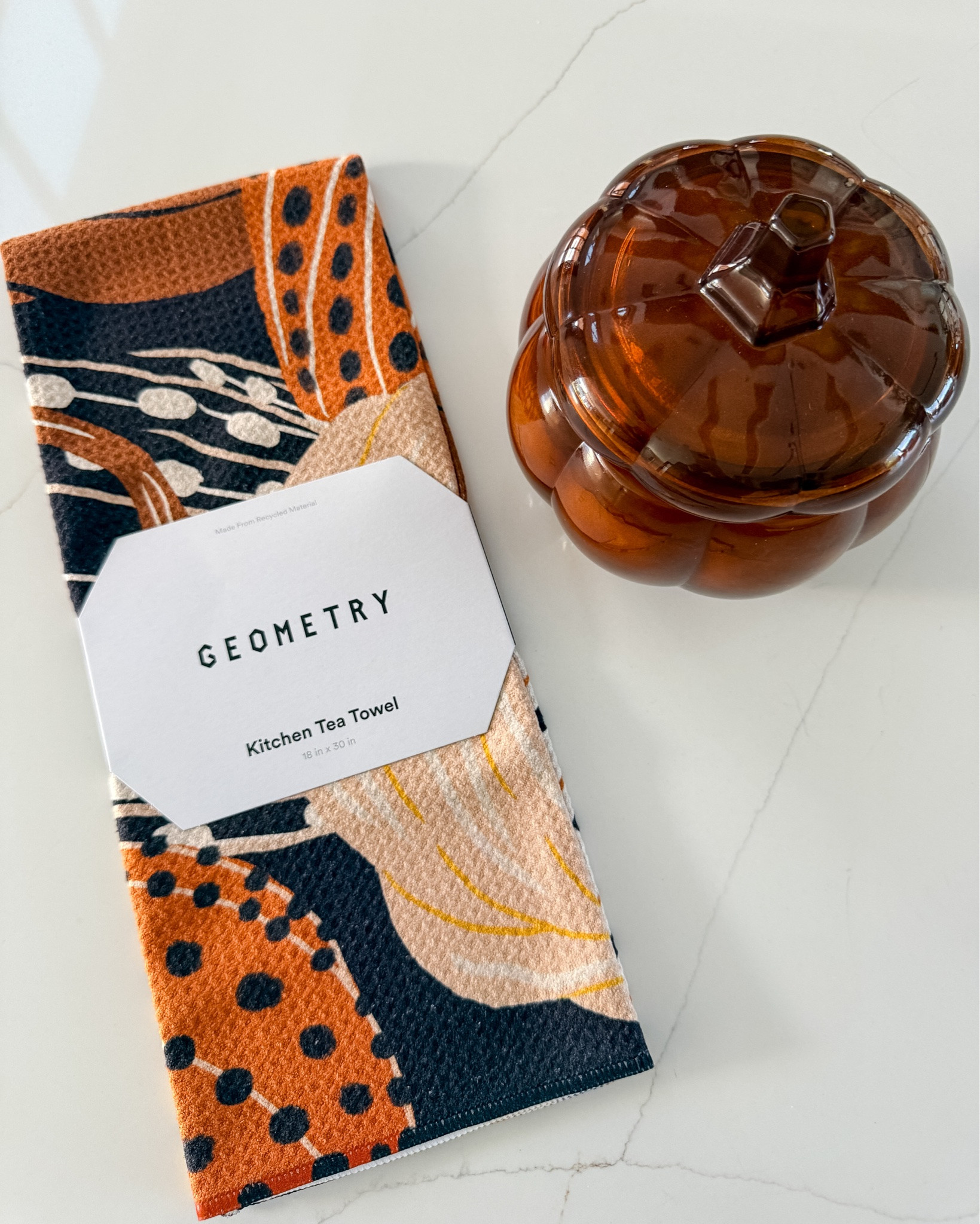 Geometry Painted Patch Tea Towel paired with a fall glass pumpkin candle is perfect for the fall home!

#LTKdayinmylife #LTKSeasonal #LTKHome