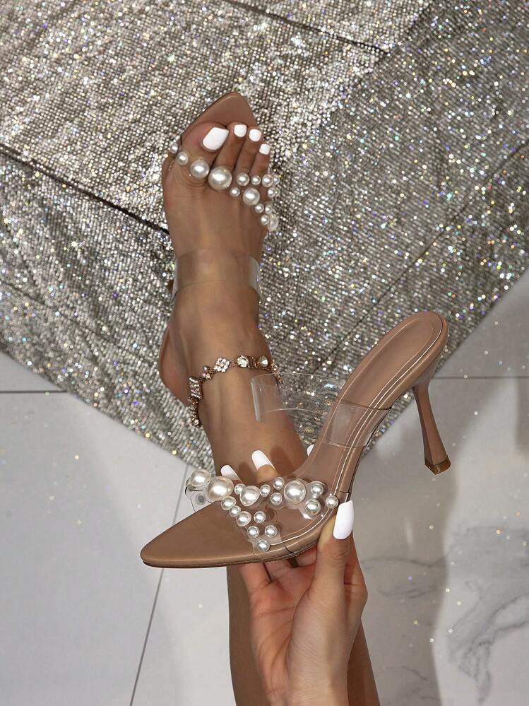 Nude Pearl Heels  | SHEIN