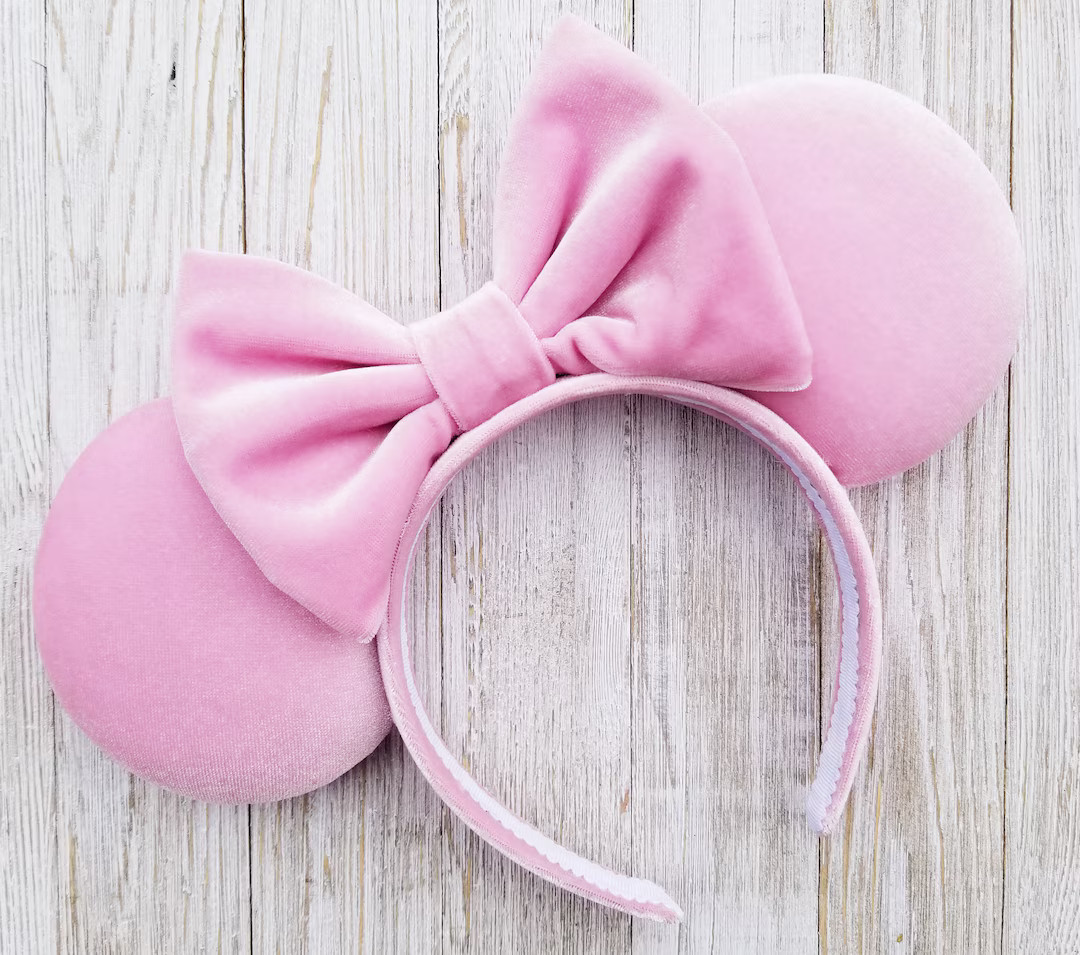 Pink Velvet Minnie Ears, Pink Velvet Disney Ears, Disney Ears, Minnie Mouse Ears, Mickey Mouse Ea... | Etsy (US)